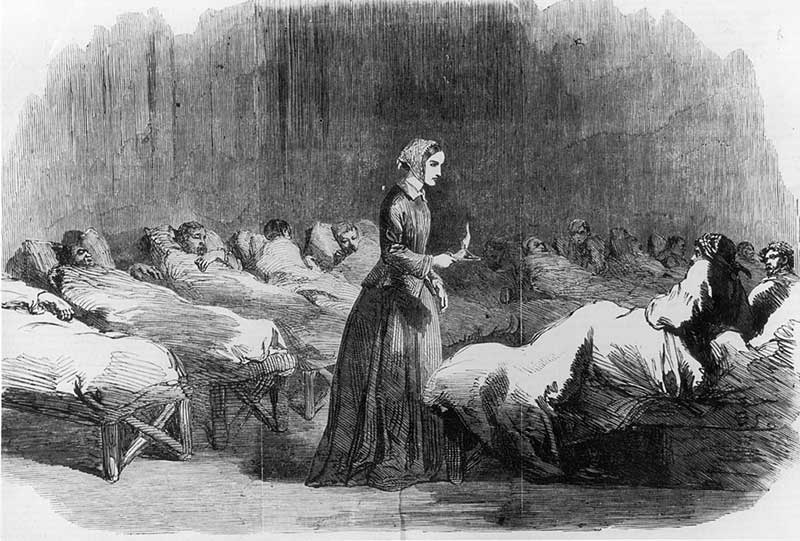 Florence Nightingale makes her rounds in the Barrack hospital at Scutari